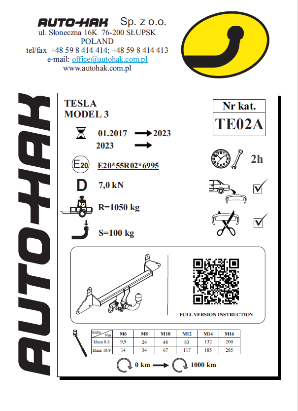 Tesla Model 3 Tow Hitch TE02A