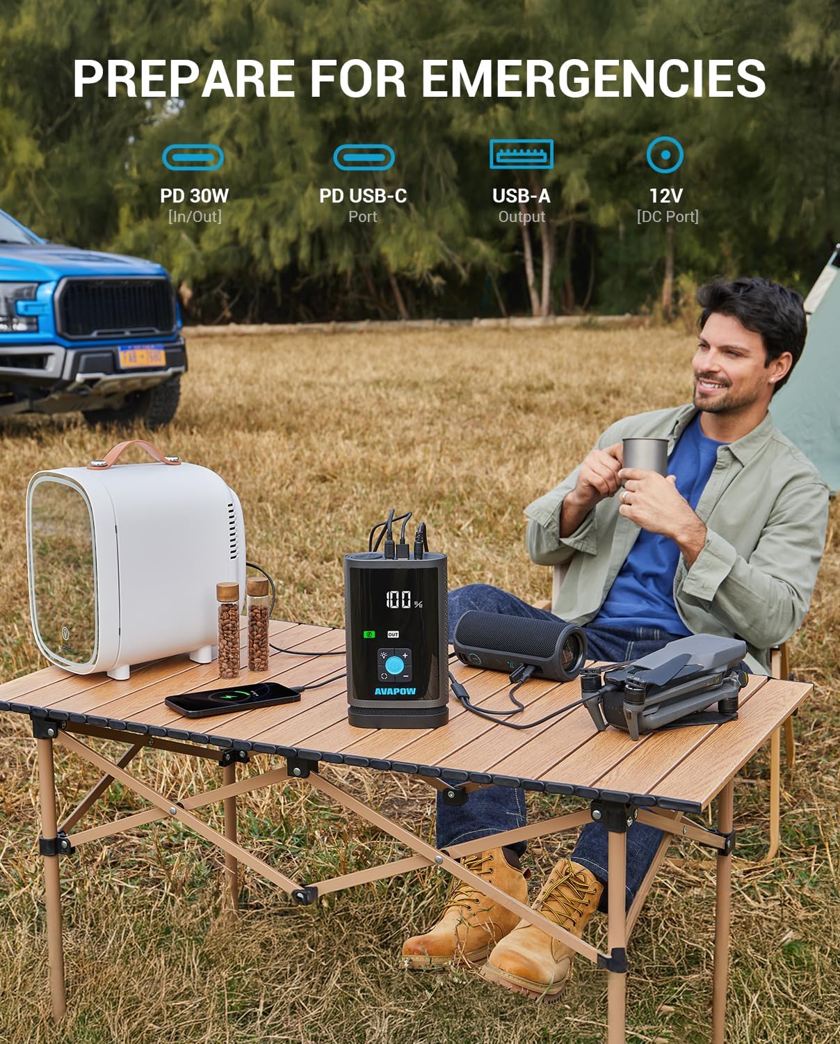 AVAPOW JP3 | 3000A Akü Takviye Cihazı & Lastik Şişirme Kompresörü | 16000mAh