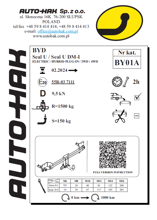 BYD Seal U Anhängerkupplung horizontal abnehmbar mit Hebel (2024+) | BY01A