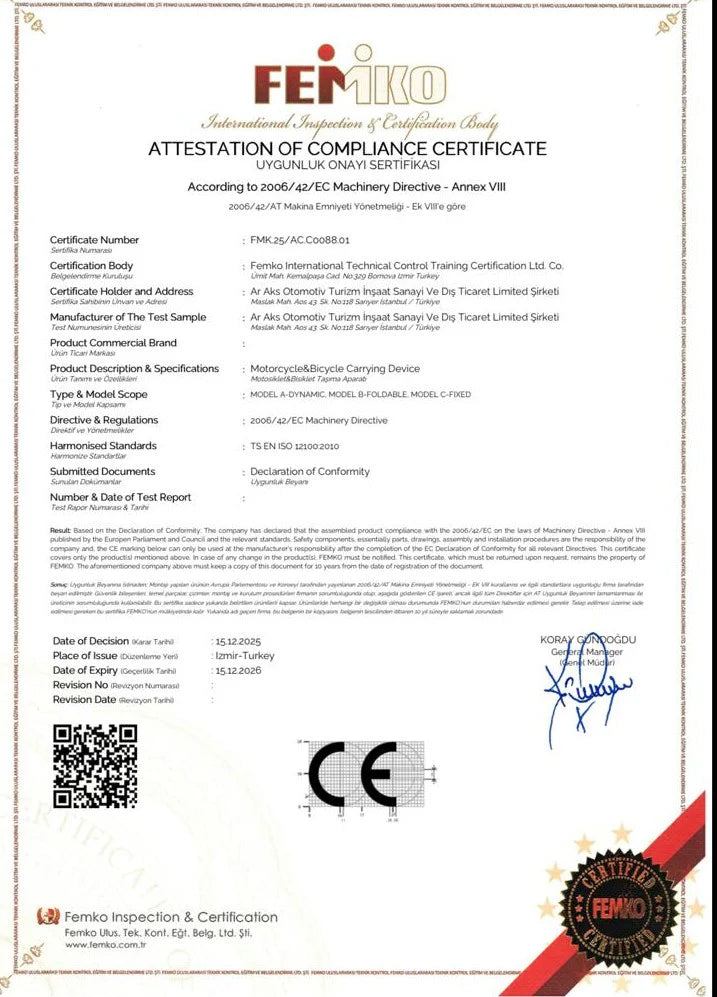 Pratik Motosiklet Taşıyıcı | Araç ve Karavan Arkası Katlanabilir Motor Taşıma Aparatı