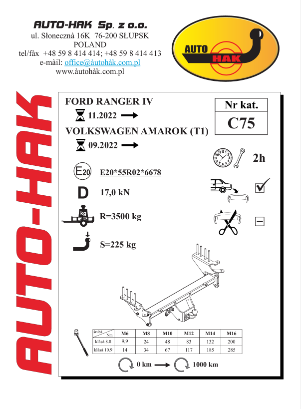 Ranger Tow Bar Flange 2022 C75
