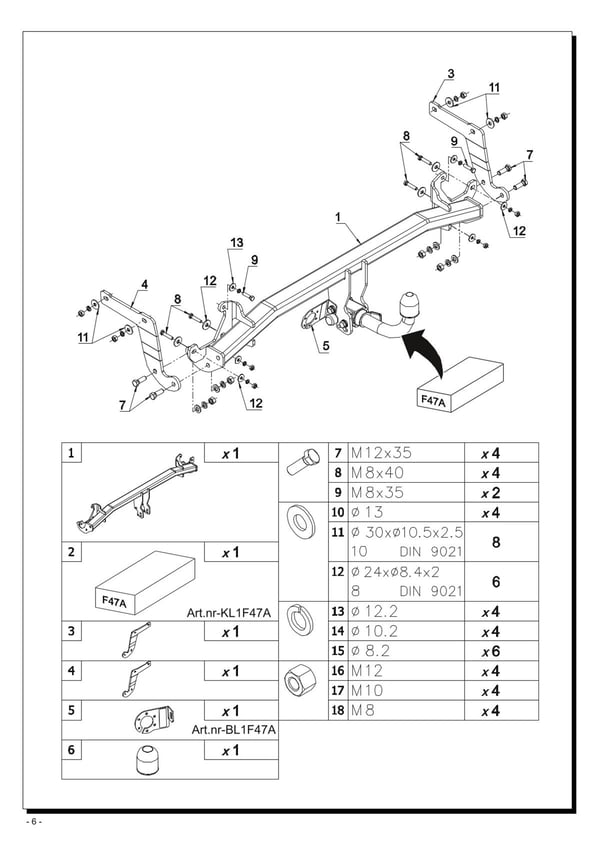 Peugeot 3008 Anhängerkupplung Horizontal Abnehmbar mit Hebelverschluss (2016+) | F47A