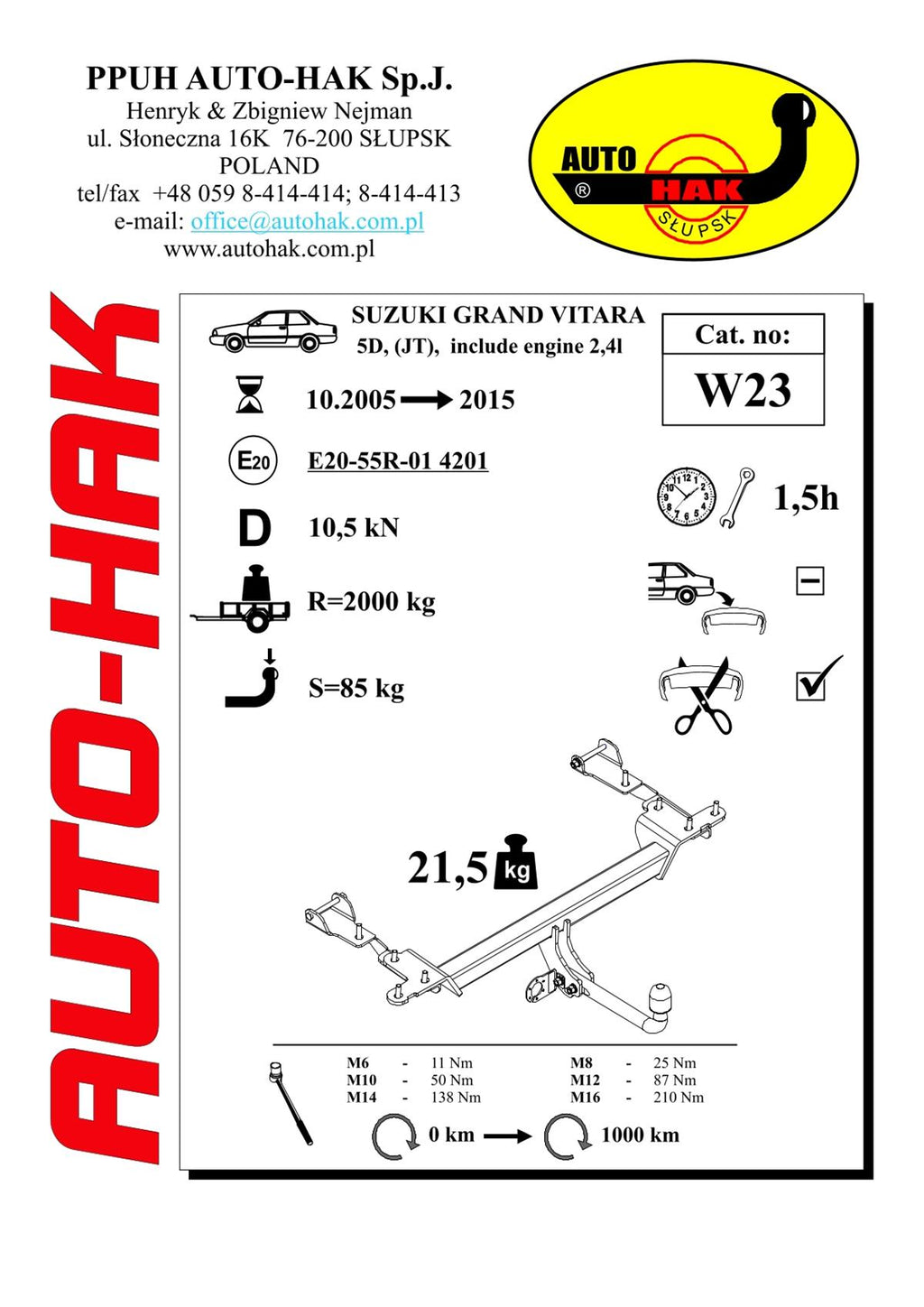 Suzuki Grand Vitara Anhängerkupplung Starr Schwanenhals 5K (2005-2015) | W23