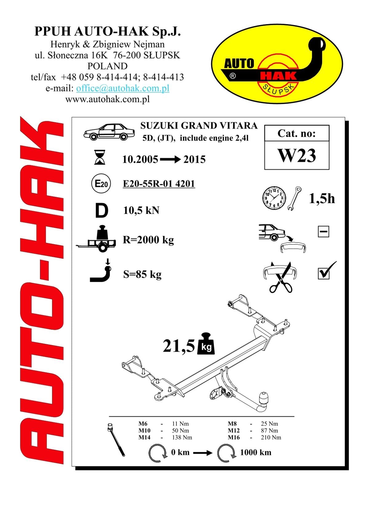 Suzuki Grand Vitara Anhängerkupplung Starr Schwanenhals 5K (2005-2015) | W23