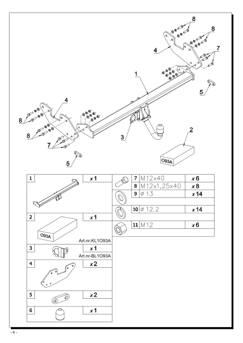 Hilux Tow Bar Detachable 2016 O93A