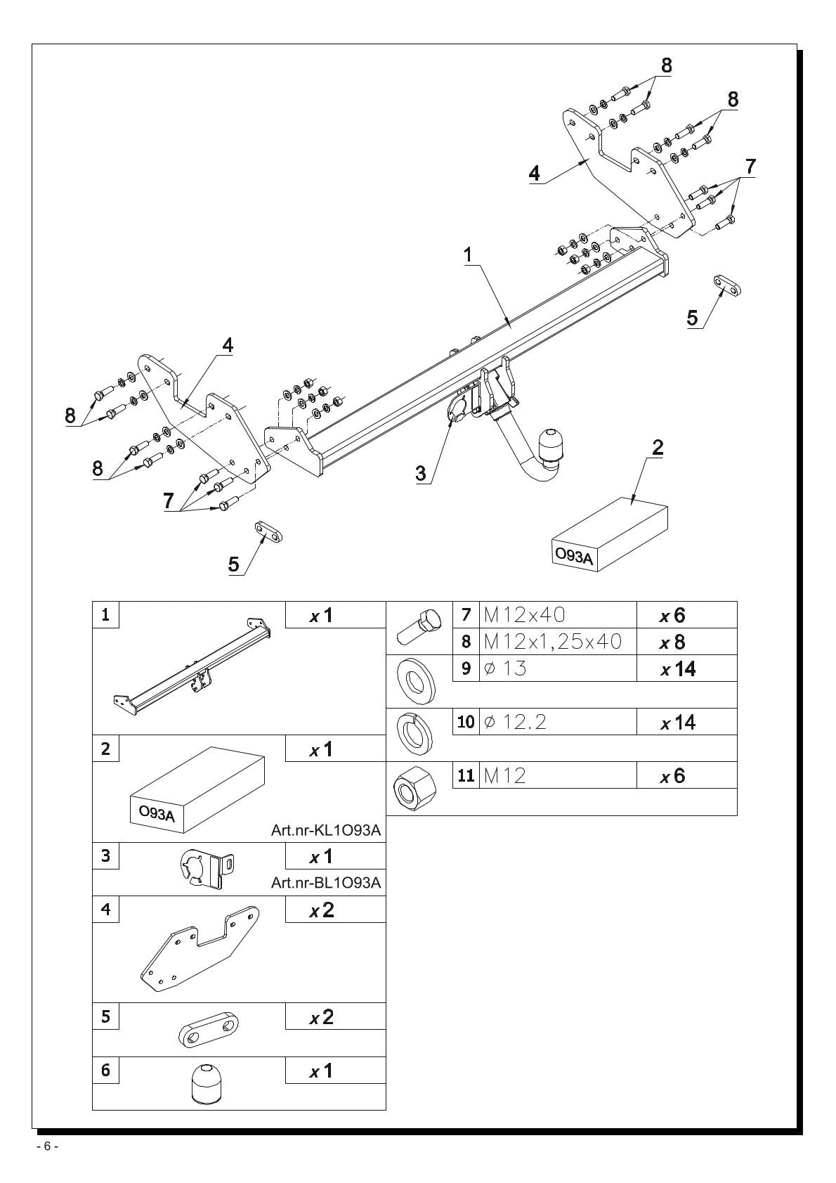Hilux Tow Bar Detachable 2016 O93A