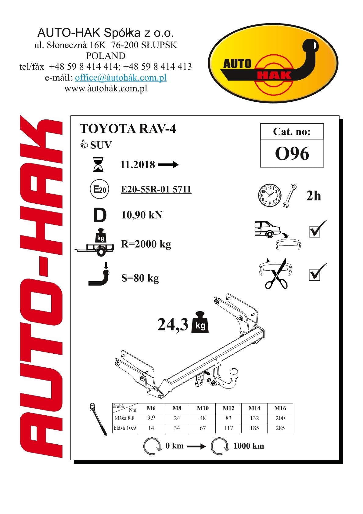 RAV4 Tow Bar Fixed 2018 O96-RAV4